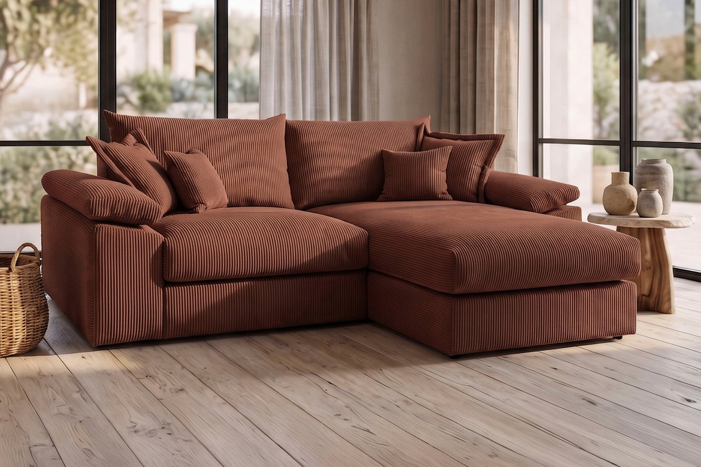 OTTO home Ecksofa Soft&Cosy XL L-Form, B: 246 cm - OTTO. Verlässliche Qualität., Mega-Sofa, Cord oder Chenille-Struktur, mit Federkern & 4 Zierkissen – Bild 3 von 5