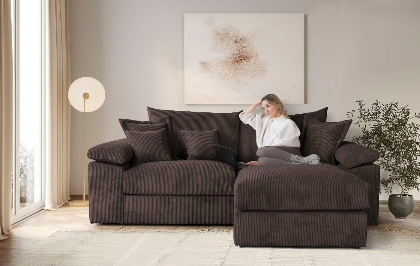 OTTO home Ecksofa Soft&Cosy XL L-Form, B: 246 cm - OTTO. Verlässliche Qualität., Mega-Sofa, Cord oder Chenille-Struktur, mit Federkern & 4 Zierkissen – Bild 2 von 5