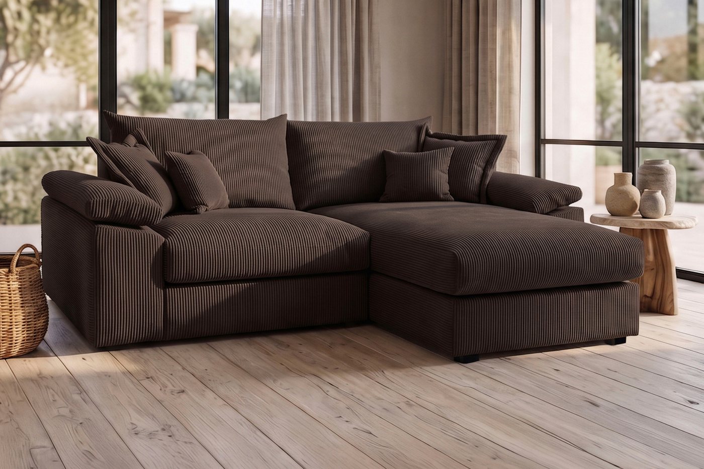 OTTO home Ecksofa Soft&Cosy XL L-Form, B: 246 cm - OTTO. Verlässliche Qualität., Mega-Sofa, Cord oder Chenille-Struktur, mit Federkern & 4 Zierkissen – Bild 3 von 5