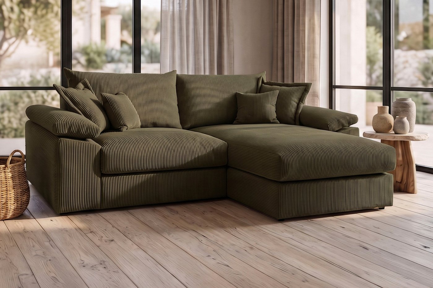 OTTO home Ecksofa Soft&Cosy XL L-Form, B: 246 cm - OTTO. Verlässliche Qualität., Mega-Sofa, Cord oder Chenille-Struktur, mit Federkern & 4 Zierkissen – Bild 3 von 5