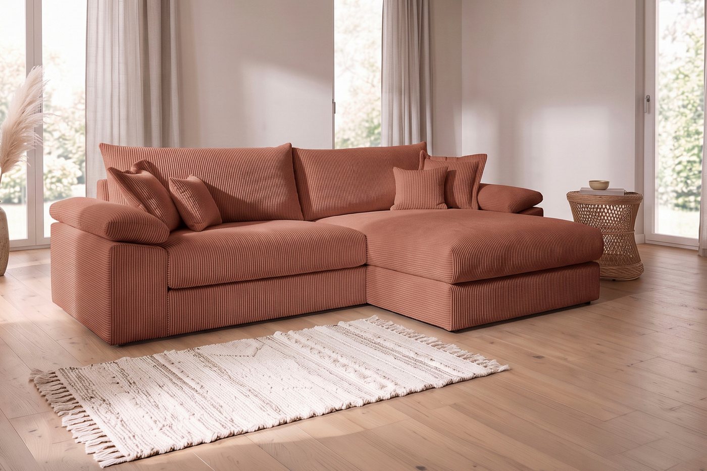 OTTO home Ecksofa Soft&Cosy XXL L-Form, B: 303 cm - OTTO. Verlässliche Qualität., Mega-Sofa, Cord oder Chenille-Struktur, mit Federkern & 4 Zierkissen – Bild 2 von 5