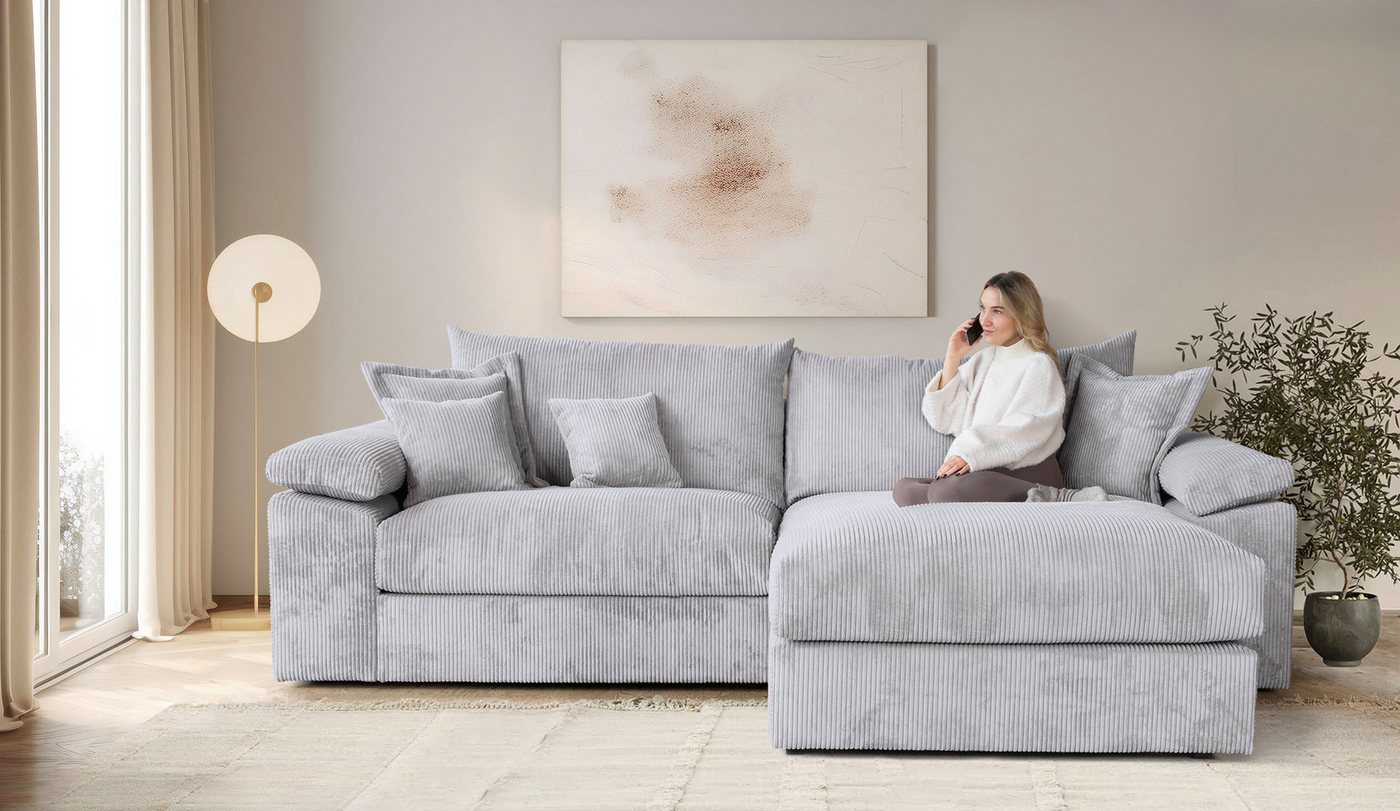 OTTO home Ecksofa Soft&Cosy XXL L-Form, B: 303 cm - OTTO. Verlässliche Qualität., Mega-Sofa, Cord oder Chenille-Struktur, mit Federkern & 4 Zierkissen – Bild 5 von 5