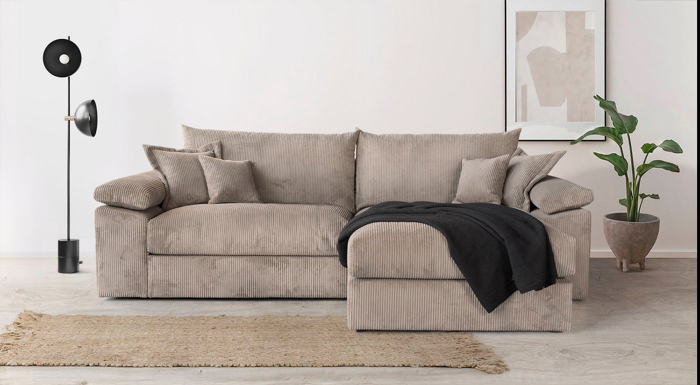 OTTO home Ecksofa Soft&Cosy XXL L-Form, B: 303 cm - OTTO. Verlässliche Qualität., Mega-Sofa, Cord oder Chenille-Struktur, mit Federkern & 4 Zierkissen – Bild 5 von 5