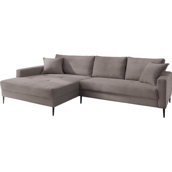 OTTO home Ecksofa Summer L-Form, B: 280cm, in Cord & Struktur, wahlweise mit Kopfstützen, schwarze Metallfüße