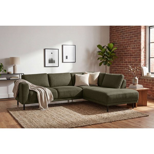 OTTO home Ecksofa Sveeva, L-Form, B.240 cm, schwarze Metallfüße, langlebiger Webstoff, mit Wellenunterfederung, viele Farben