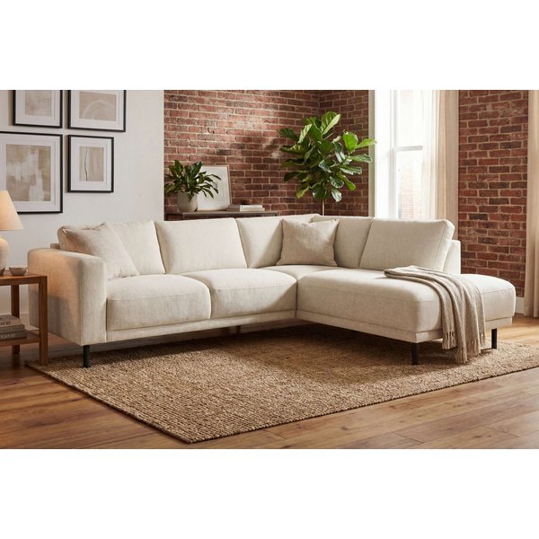 OTTO home Ecksofa Sveeva, L-Form, B.240 cm, schwarze Metallfüße, langlebiger Webstoff, mit Wellenunterfederung, viele Farben