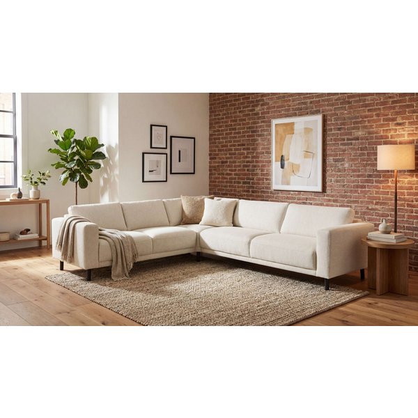 OTTO home Ecksofa Sveeva, L-Form, B.288 cm, schwarze Metallfüße, langlebiger Webstoff, mit Wellenunterfederung, viele Farben