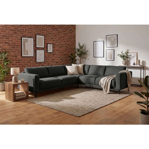 OTTO home Ecksofa Sveeva, L-Form, B.288 cm, schwarze Metallfüße, langlebiger Webstoff, mit Wellenunterfederung, viele Farben