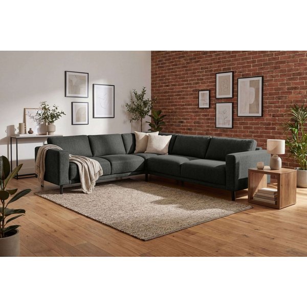 OTTO home Ecksofa Sveeva, L-Form, B.288 cm, schwarze Metallfüße, langlebiger Webstoff, mit Wellenunterfederung, viele Farben