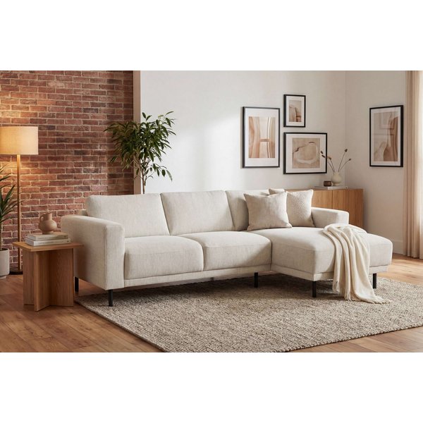 OTTO home Ecksofa Sveeva, L-Form, B.238 cm, schwarze Metallfüße, langlebiger Webstoff, mit Wellenunterfederung, viele Farben