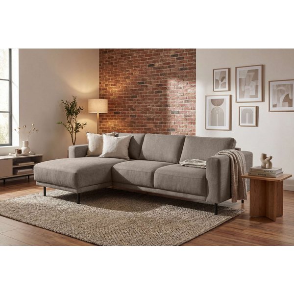 OTTO home Ecksofa Sveeva, L-Form, B.238 cm, schwarze Metallfüße, langlebiger Webstoff, mit Wellenunterfederung, viele Farben