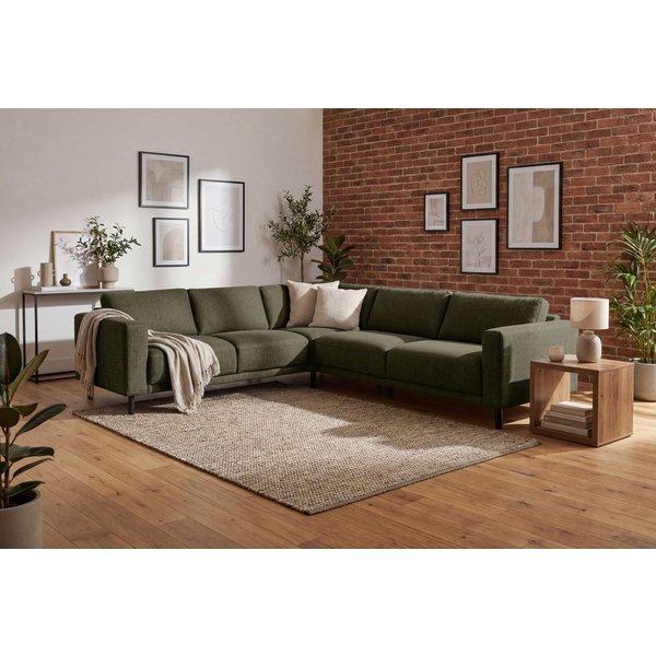 OTTO home Ecksofa Sveeva, L-Form, B.288 cm, schwarze Metallfüße, langlebiger Webstoff, mit Wellenunterfederung, viele Farben