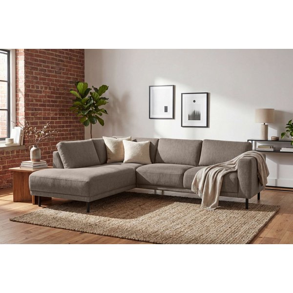 OTTO home Ecksofa Sveeva, L-Form, B.240 cm, schwarze Metallfüße, langlebiger Webstoff, mit Wellenunterfederung, viele Farben