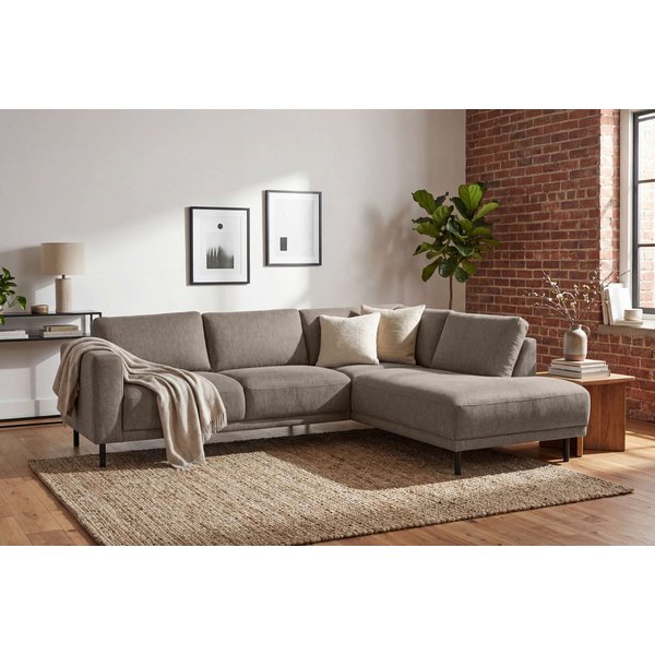 OTTO home Ecksofa Sveeva, L-Form, B.240 cm, schwarze Metallfüße, langlebiger Webstoff, mit Wellenunterfederung, viele Farben