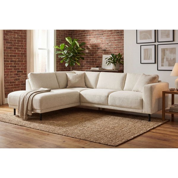 OTTO home Ecksofa Sveeva, L-Form, B.240 cm, schwarze Metallfüße, langlebiger Webstoff, mit Wellenunterfederung, viele Farben