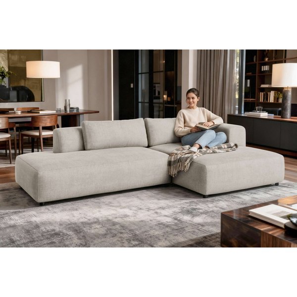 OTTO home Ecksofa TIARRA Design-Sofa mit Ottomane recht/links bestellbar, Breite 287 cm, L-Form mit hochelastischer Schaum und Wellenunterfederung
