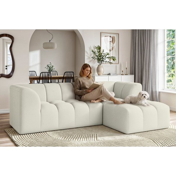 OTTO home Ecksofa TUURE L-Form, Verlässliche Qualität, moderne Steppung, Breite 255cm, Bubble Optik, moderne Steppung, hoher Sitzkomfort, Wellenunterfederung