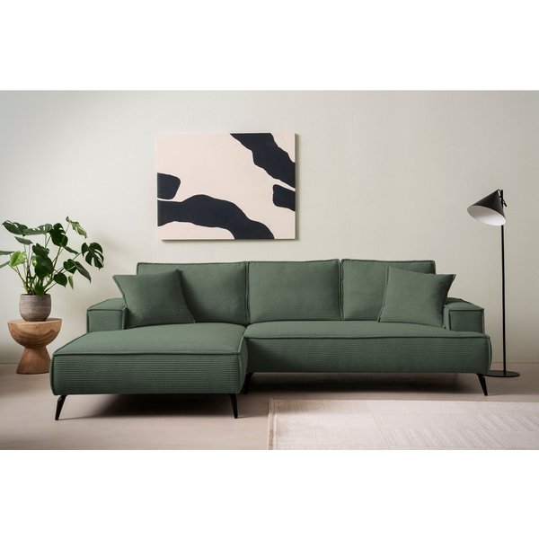 OTTO home Ecksofa TVINNU Cord, L-Form, Breite 275 cm, wahlweise Recamiere rechts/links, schwarze Füße, bequemer Sitzkomfort