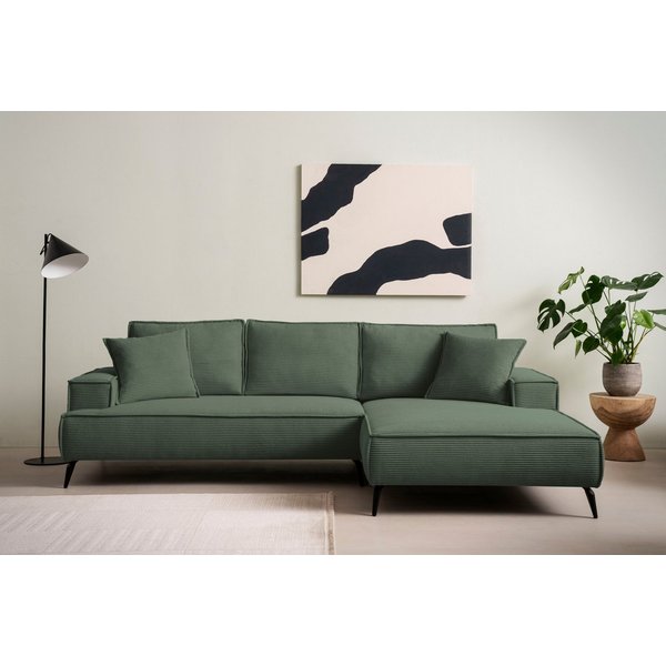 OTTO home Ecksofa TVINNU Cord, L-Form, Breite 275 cm, wahlweise Recamiere rechts/links, schwarze Füße, bequemer Sitzkomfort