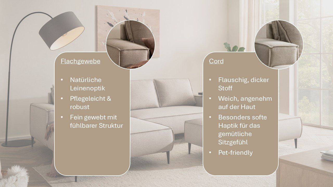 OTTO home Ecksofa TVINNU Cord, L-Form, Breite 275 cm, wahlweise Recamiere rechts/links, schwarze Füße, bequemer Sitzkomfort – Bild 3 von 5