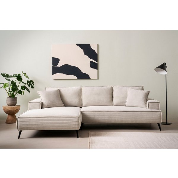 OTTO home Ecksofa TVINNU Cord, L-Form, Breite 275 cm, wahlweise Recamiere rechts/links, schwarze Füße, bequemer Sitzkomfort