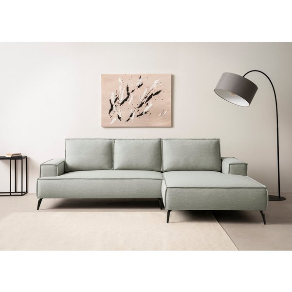 OTTO home Ecksofa TVINNU Leinenoptik, L-Form, Breite 275 cm, wahlweise Recamiere rechts/links, schwarze Füße, bequemer Sitzkomfort