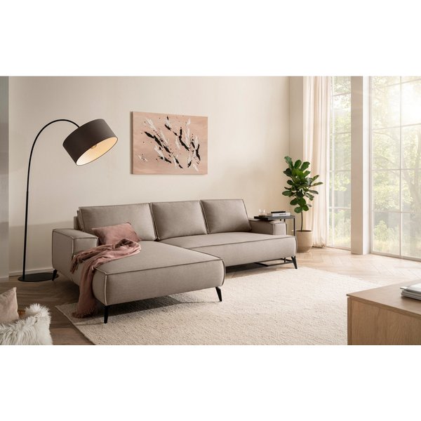OTTO home Ecksofa TVINNU Leinenoptik, L-Form, Breite 275 cm, wahlweise Recamiere rechts/links, schwarze Füße, bequemer Sitzkomfort