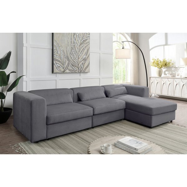OTTO home Ecksofa Uno, L-Form, Breite: 307cm, beidseitig montierbarem Longchair,mit Taschenfederkern, in Cord
