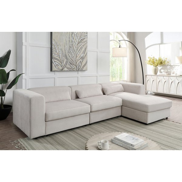 OTTO home Ecksofa Uno, L-Form, Breite: 307cm, beidseitig montierbarem Longchair,mit Taschenfederkern, in Cord