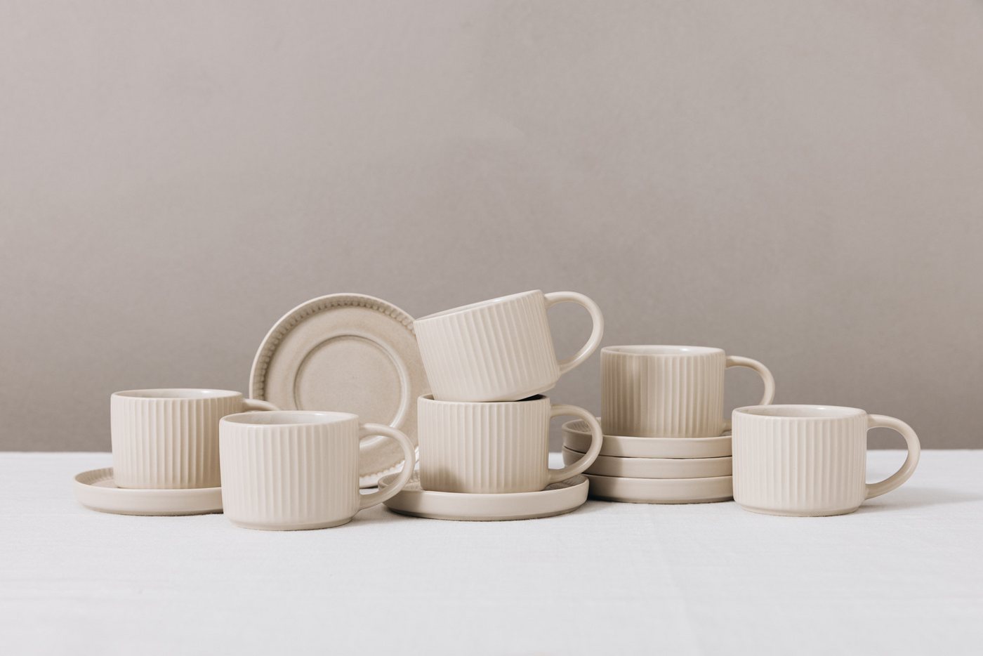 OTTO home Espressotasse Ylvii, 12er Set, bestehend aus 6 Tassen + 6 Untertassen, 12-tlg., Steinzeug, für 6 Personen, spülmaschinenfest und mikrowellengeeignet,  – Bild 4 von 5