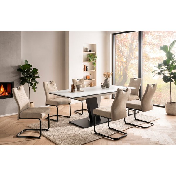 OTTO home Essgruppe "Altona", Esstisch ausziehbar plus 6 Stühle, (7-tlg., Esstisch ausziehbar 140 - 180 cm, 6 Freischwinger), Säulentisch 140-180x90 cm, Stuhl m
