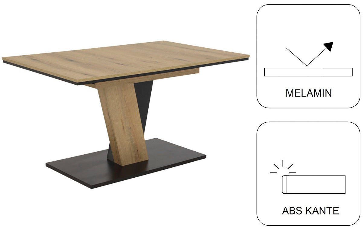 OTTO home Essgruppe "Altona", Esstisch ausziehbar plus 6 Stühle, (7-tlg., Esstisch ausziehbar 140 - 180 cm, 6 Freischwinger), Säulentisch 140-180x90 cm, Stuhl m – Bild 5 von 5