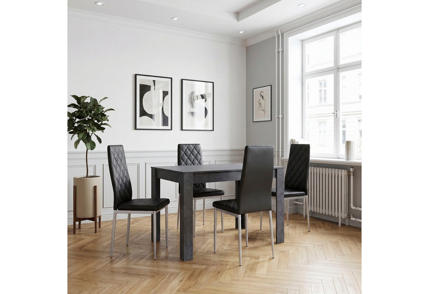 OTTO home Essgruppe Brooklynn, (Set, 5-tlg), 4 Stühle mit einem pflegeleichten Kunstleder Bezug, 1 Tisch – Bild 2 von 5