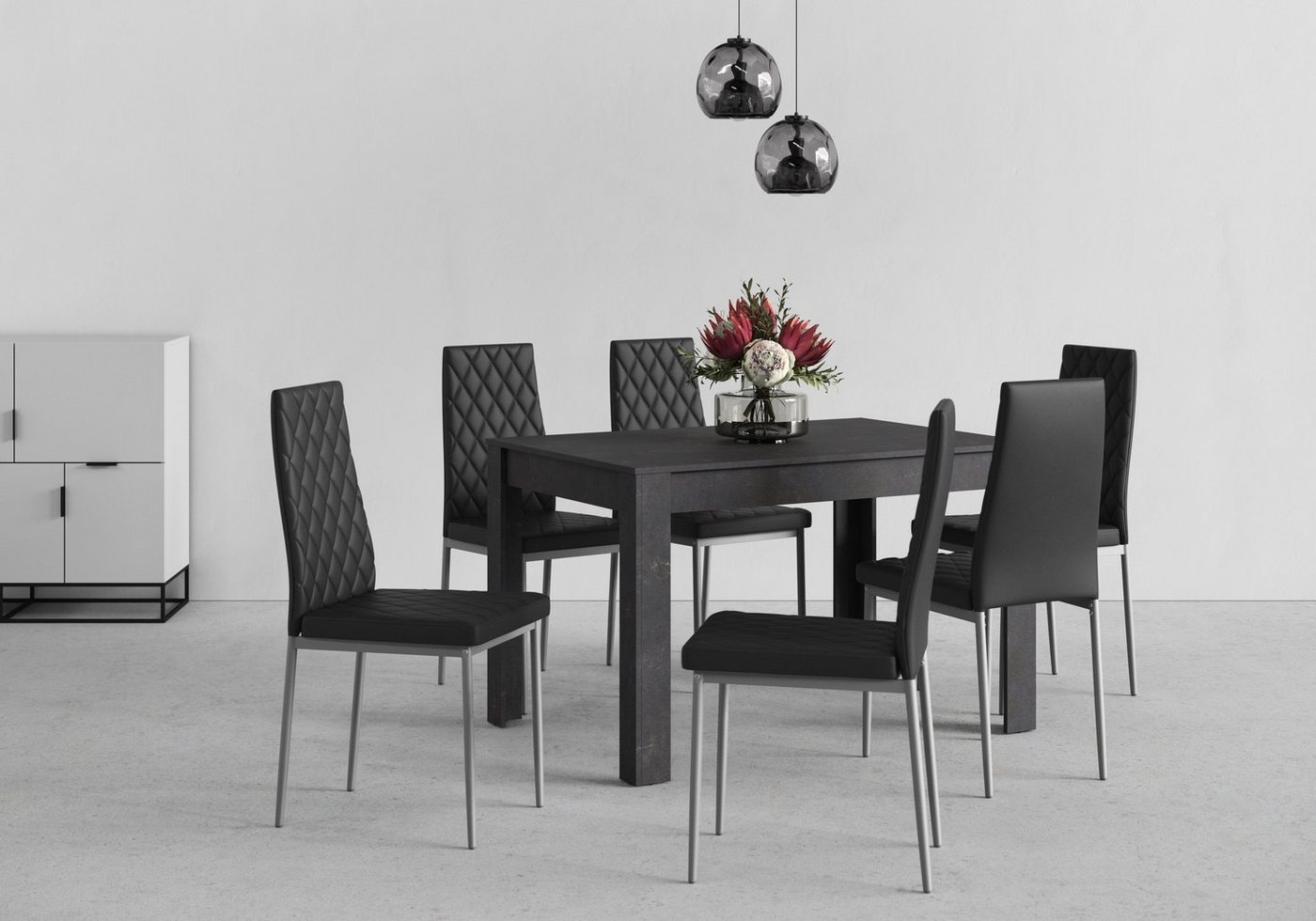 OTTO home Essgruppe Brooklynn, (Set, 5-tlg), 4 Stühle mit einem pflegeleichten Kunstleder Bezug, 1 Tisch – Bild 5 von 5