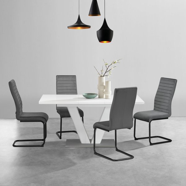 OTTO home Essgruppe Elbach, (Set, 5-tlg), ausziehbar 120-160 cm, Hochglanz, Tischgruppe Freischwinger
