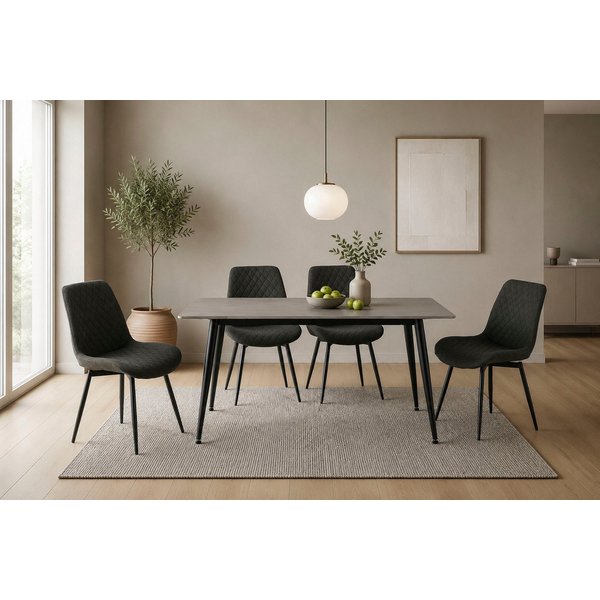 OTTO home Essgruppe Juniper, Set, 5-tlg., (Set, 5-tlg., 4 Stühle + 1 Esstisch), Tisch 140x80cm in Sinterstein-Keramikoptik mit 4 Stühlen, 360° drehbar
