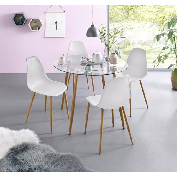 OTTO home Essgruppe Miller, (Set, 5-tlg), Glastisch mit 4 Stühlen (Kunststoffschale)