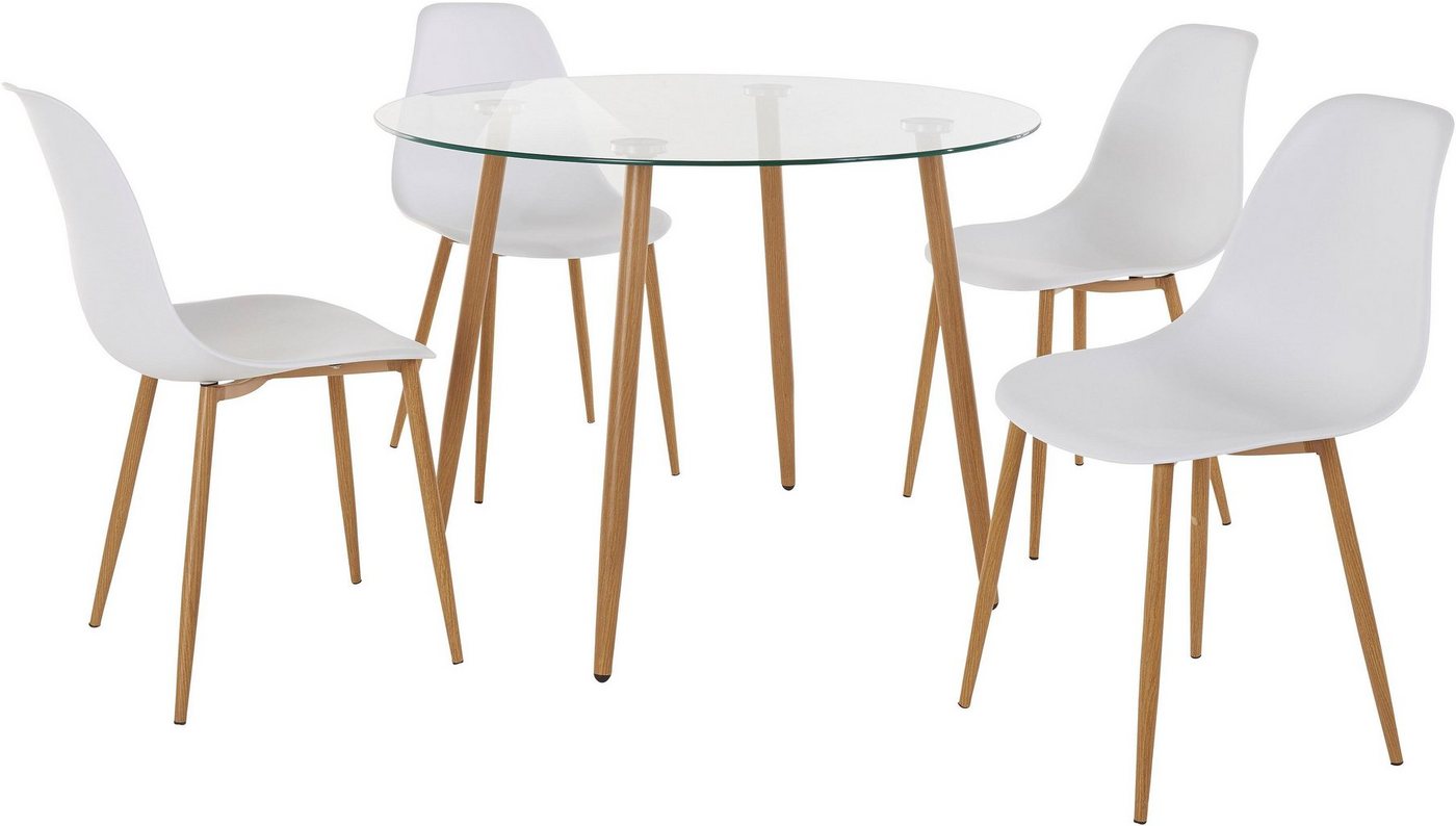 OTTO home Essgruppe Miller, (Set, 5-tlg), Glastisch mit 4 Stühlen (Kunststoffschale) – Bild 3 von 5