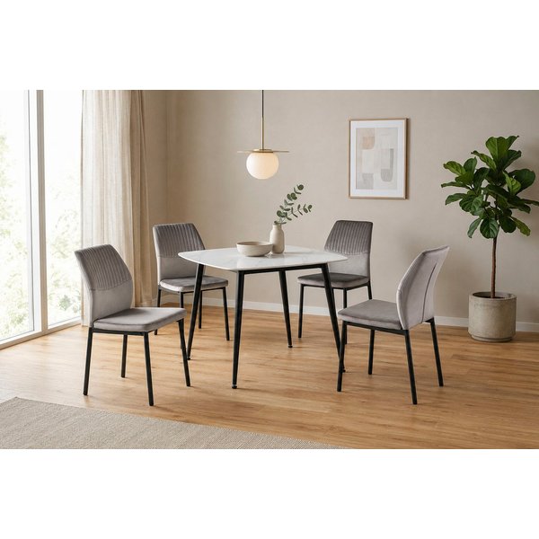 OTTO home Essgruppe Nora, Set, 5-tlg, (Set, 5-tlg., 4 Stühle + 1 Esstisch), mit 4 bequemen Stühlen, Esstisch aus gesintertem Stein in Keramikoptik
