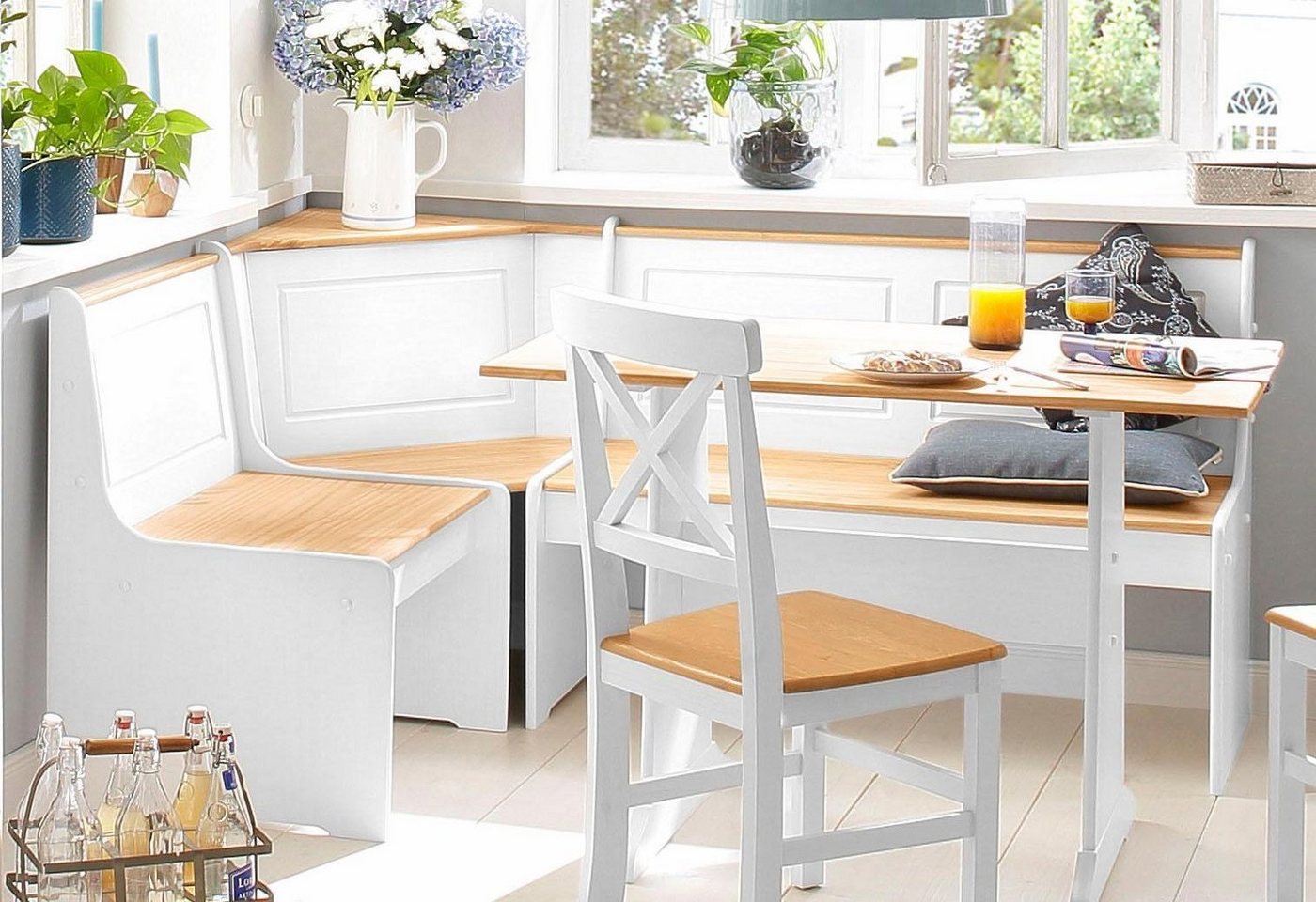 OTTO home Essgruppe Sascha, (2-tlg), aus massivem Kiefernholz, bestehend aus einer Truhen-Eckbank + Tisch – Bild 2 von 5