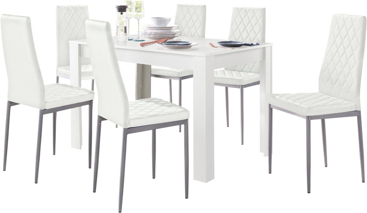 OTTO home Essgruppe Tisch, Stuhl, (Set, 5-tlg., 5tlg. Set. Tisch 120 cm plus 4 Stühle), Tisch 120 cm, 4 Stühle in Lederoptik – Bild 2 von 5