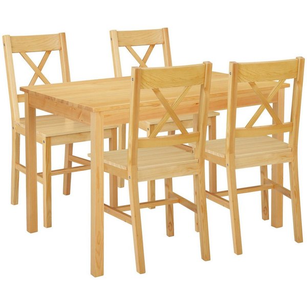 OTTO home Essgruppe Willow, (Set, 5-tlg), Esstisch mit 4 Stühlen, aus massivem Kiefernholz
