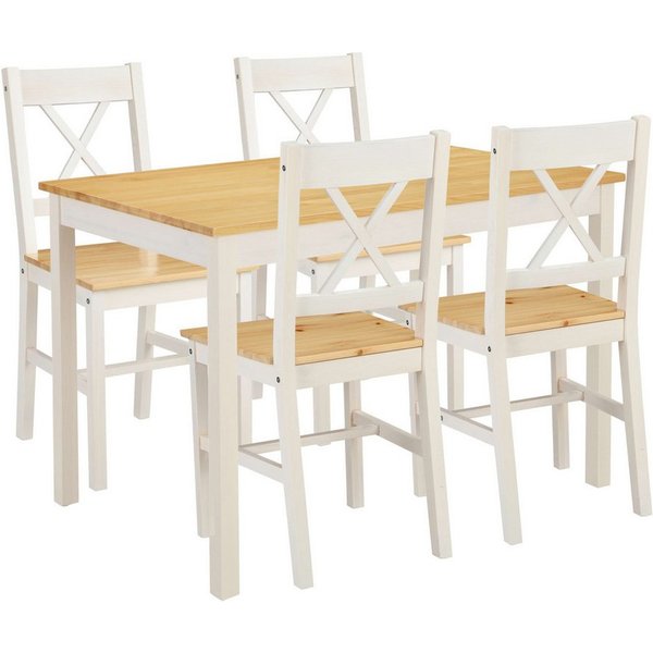 OTTO home Essgruppe Willow, (Set, 5-tlg), Esstisch mit 4 Stühlen, aus massivem Kiefernholz