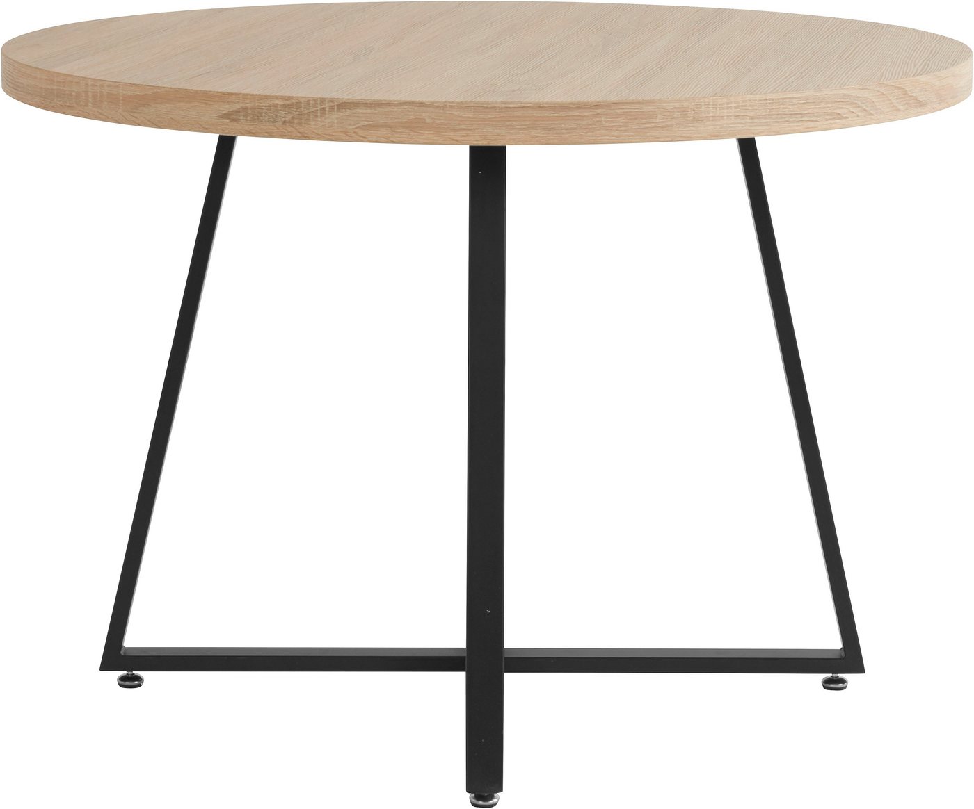 OTTO home Esstisch Anja (Küchentisch, Tisch, Runder Tisch), Kreuzfußgestell aus Metall, Naturholz Optik Tischplatte – Bild 3 von 5
