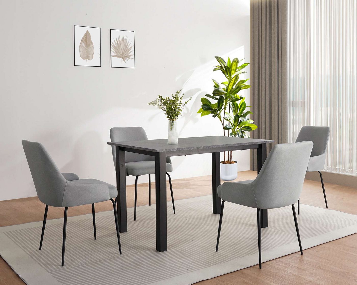 OTTO home Esstisch Babetta, schwarzes pulverbeschichtetes Metallgestell, verschiedene Breiten – Bild 2 von 5
