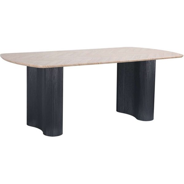 OTTO home Esstisch Bessonville, Tischplatte in Fischgrätoptik, Beine mit Rillenstruktur, Höhe 76 cm