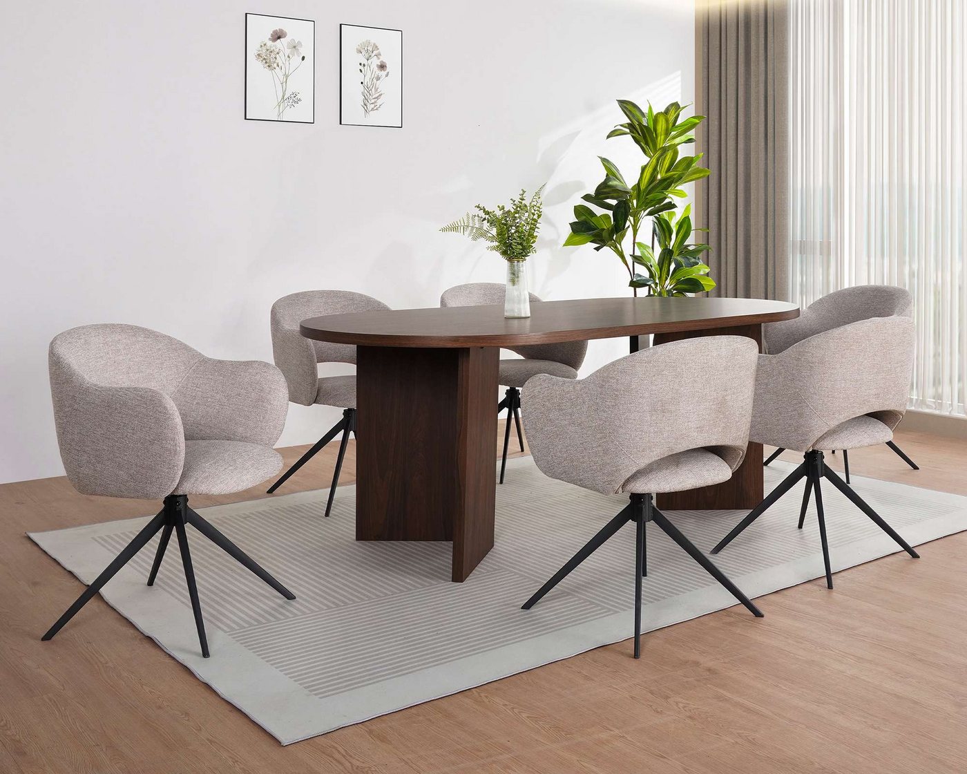 OTTO home Esstisch Callii, Oval, feste Tischplatte in edler Holzoptik, verschiedene Größen – Bild 2 von 5