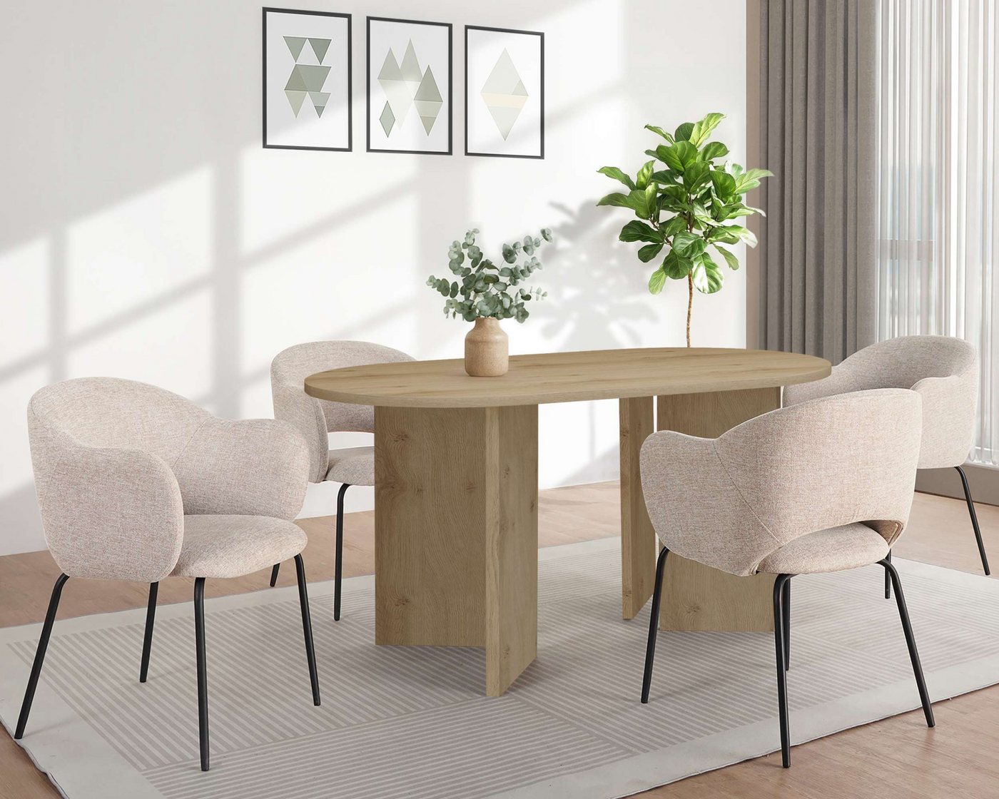 OTTO home Esstisch Callii, Oval, feste Tischplatte in edler Holzoptik, verschiedene Größen – Bild 2 von 5