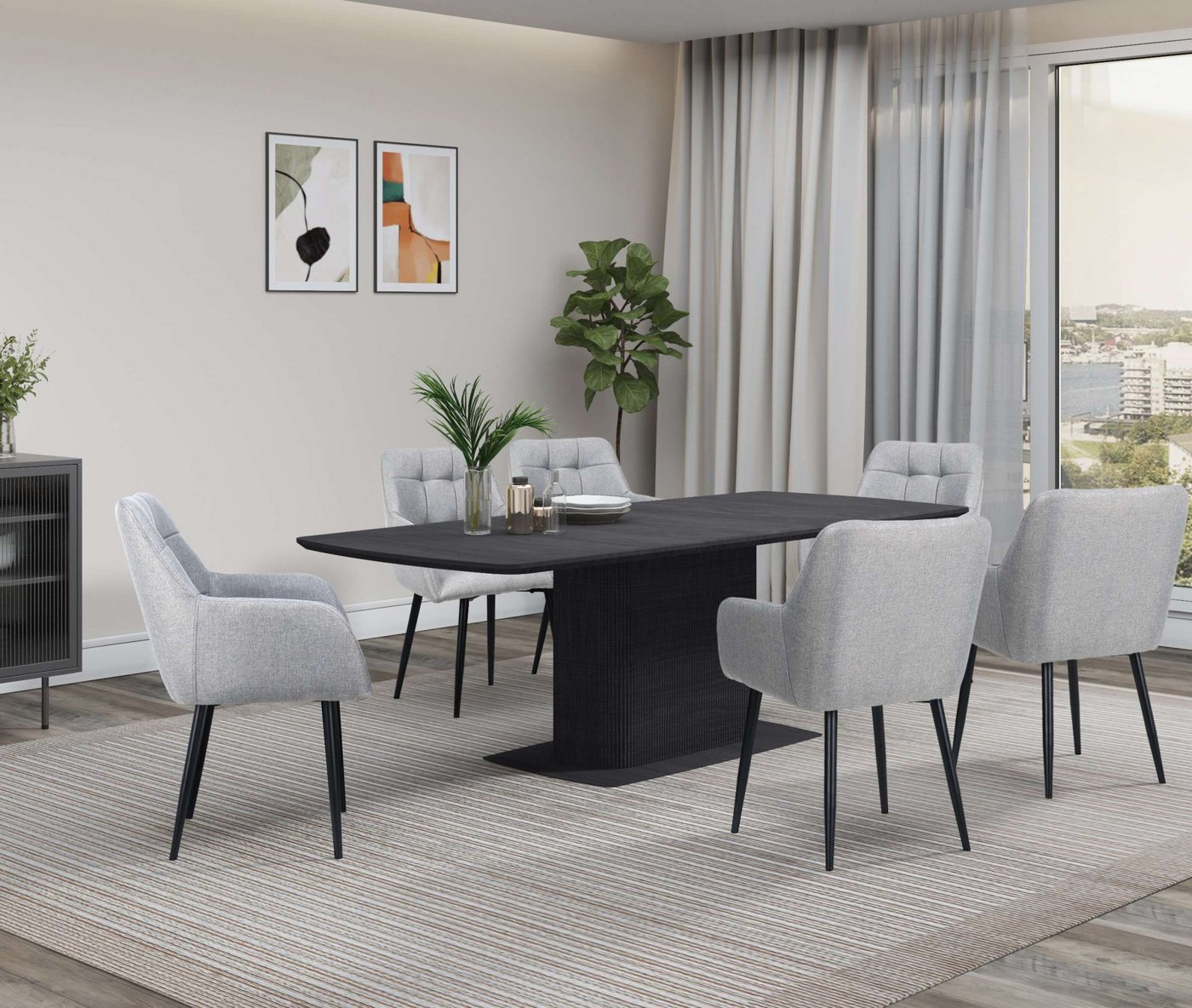 OTTO home Esstisch Daleton, Tischplatte und Standfuß mit Holzstruktur, pflegeleicht, Höhe 76 cm – Bild 2 von 5