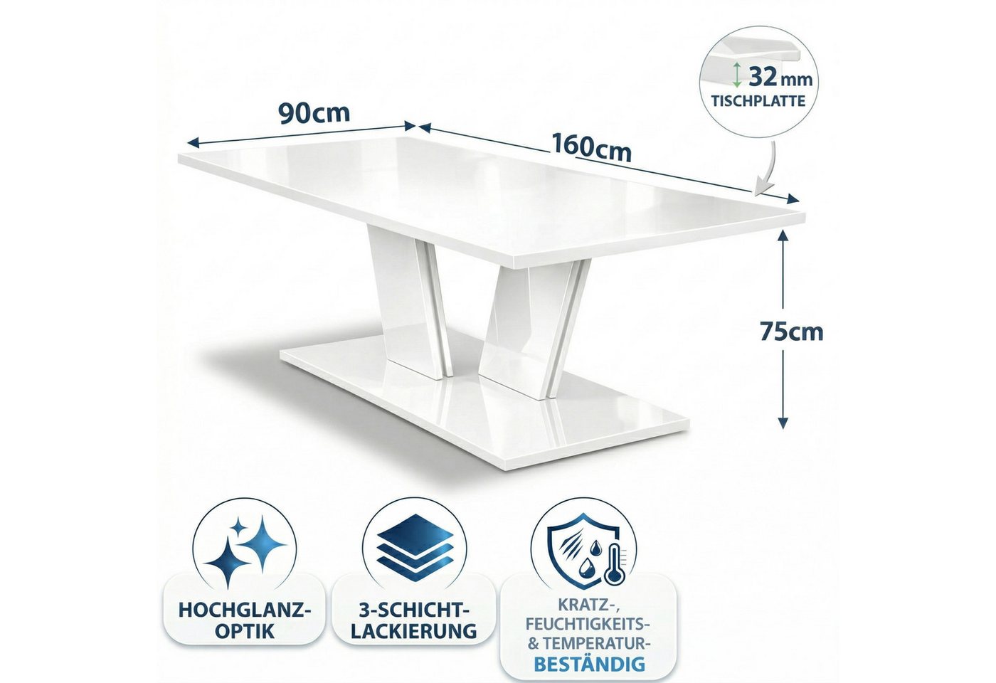 OTTO home Esstisch Monza Säulentisch, Küchentisch, Speisetisch, Dekortisch, Moderner Esstisch für 4-6 Personen, erhältlich in Trend-Dekoren – Bild 3 von 5
